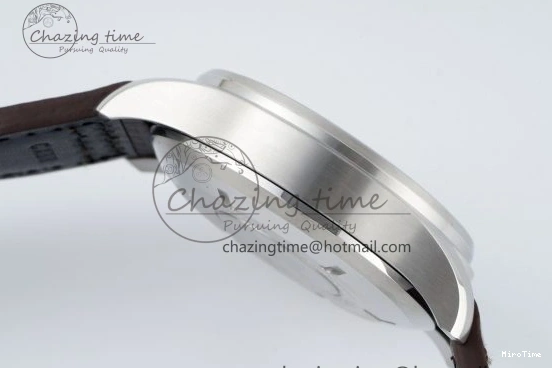 MIROTIME 0126 Pilot Chrono SS AZF 1:1 Best Edition Black Dial Orange Markers on Brown Leather Strap A EasyCare 7065